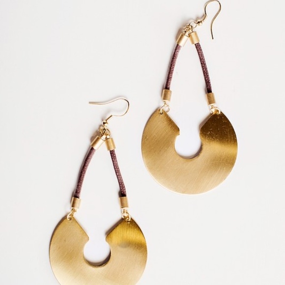 Crescent Statement Earrings Gold - Picture 2 of 2